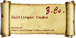 Zeitlinger Csaba névjegykártya